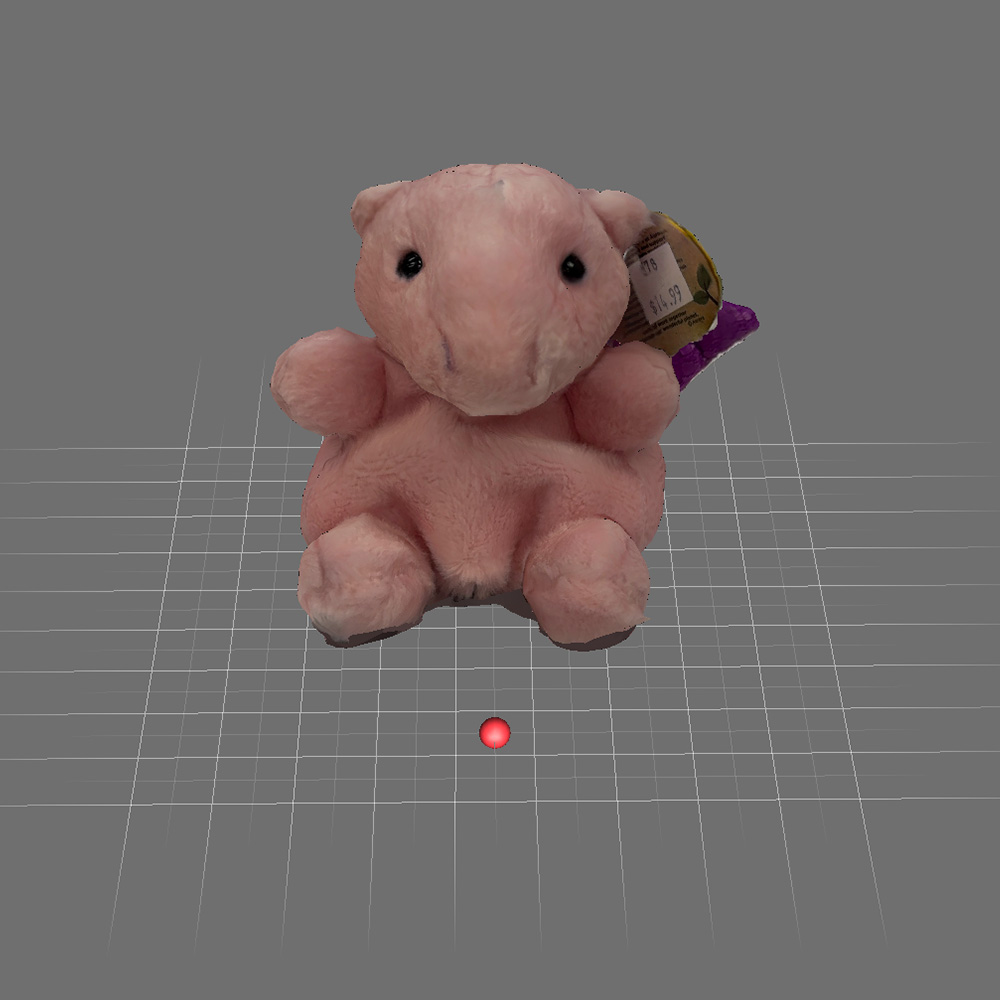 This is the 3d model of a tiny stuffed dragon in meshmixer after using scaniverse.
